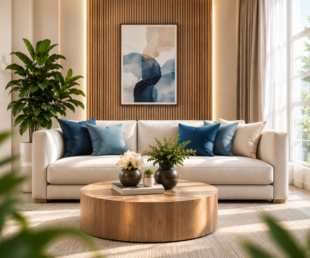 Modern living room interior design in Noida